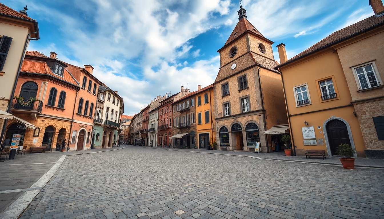 old town european cobblestone in editorial style