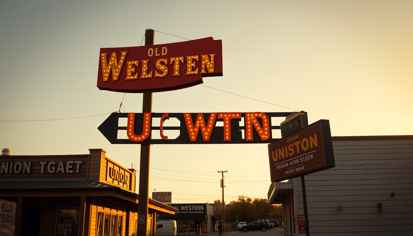 old western union sign in editorial style