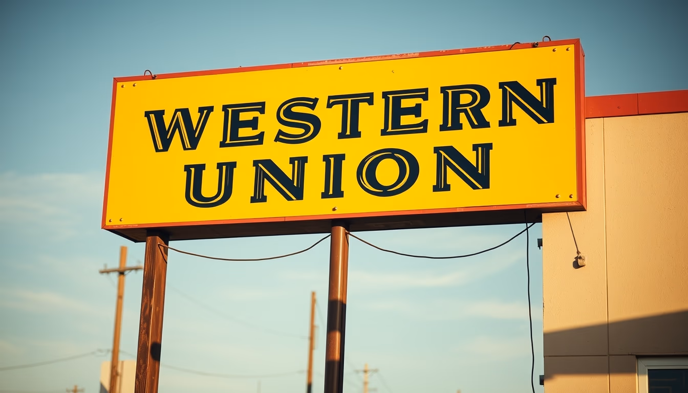 old western union sign in editorial style