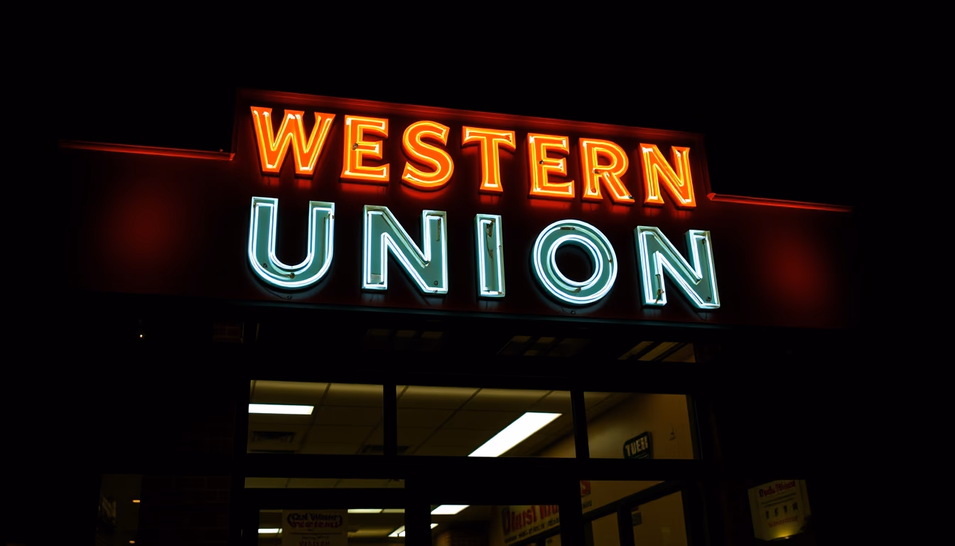 old western union sign in editorial style