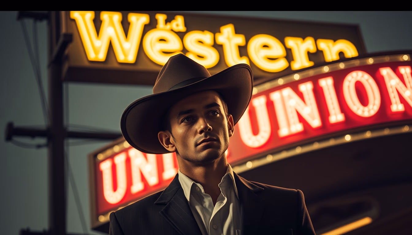 old western union sign in editorial style