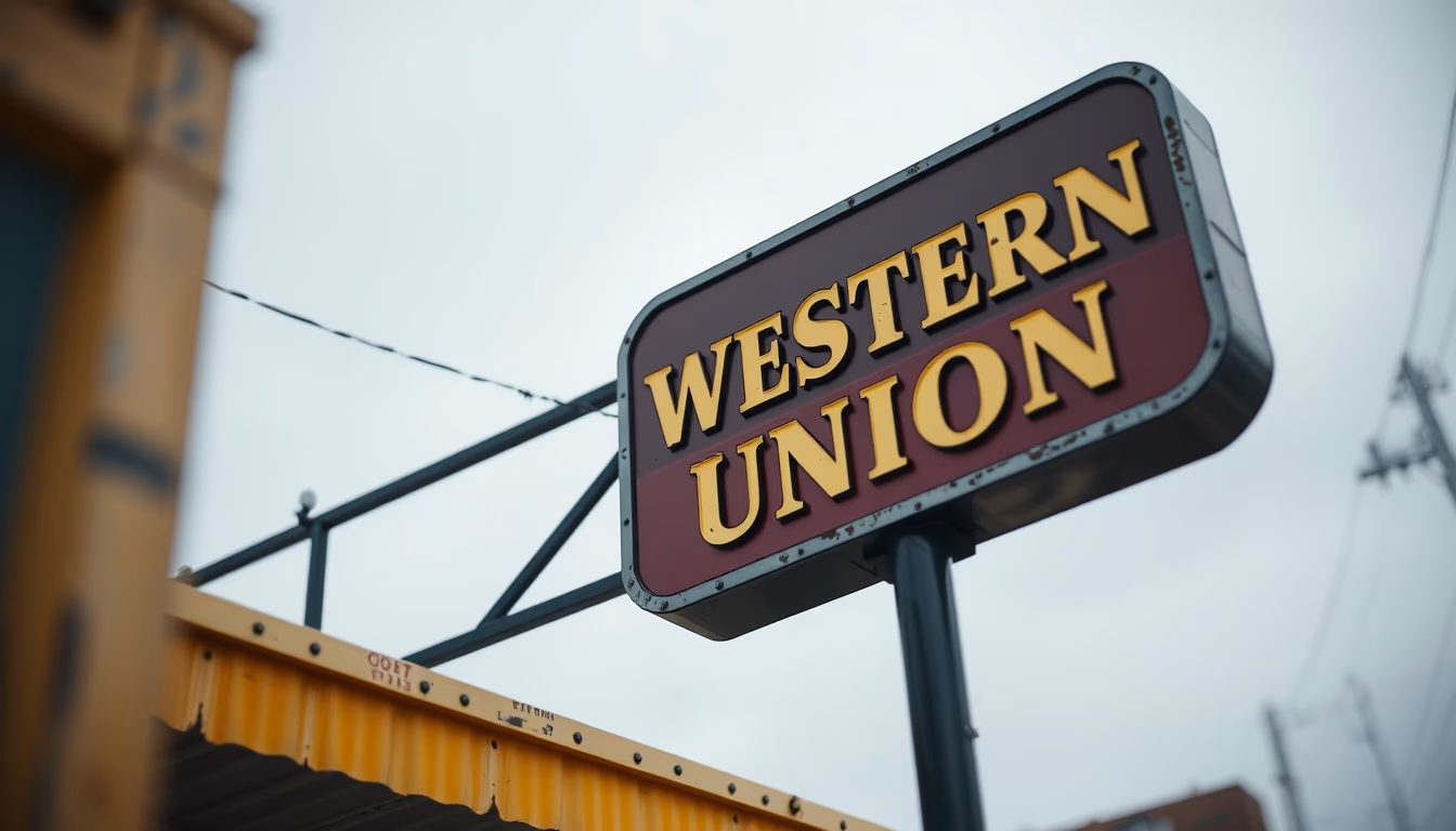 old western union sign in editorial style