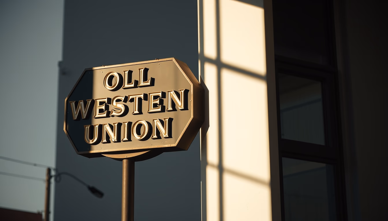 old western union sign in editorial style