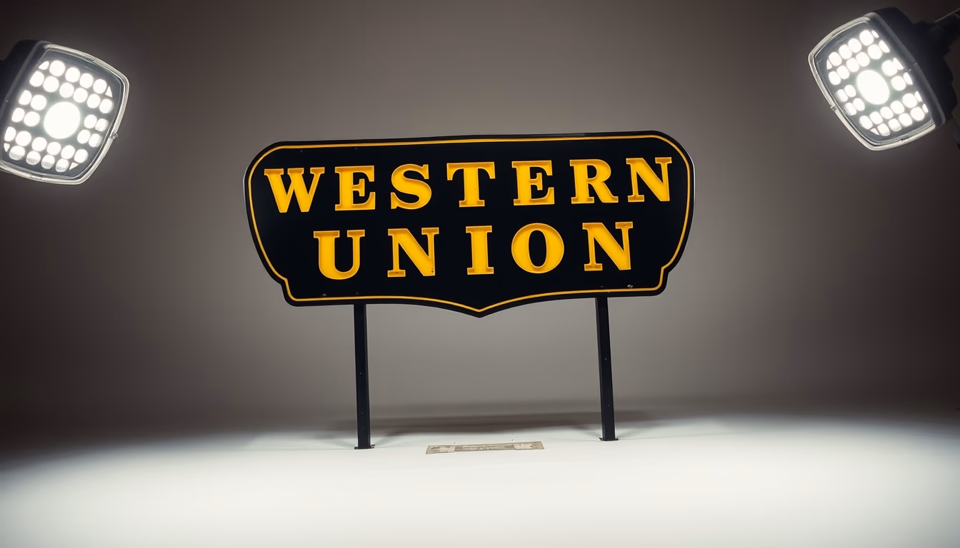 old western union sign in editorial style