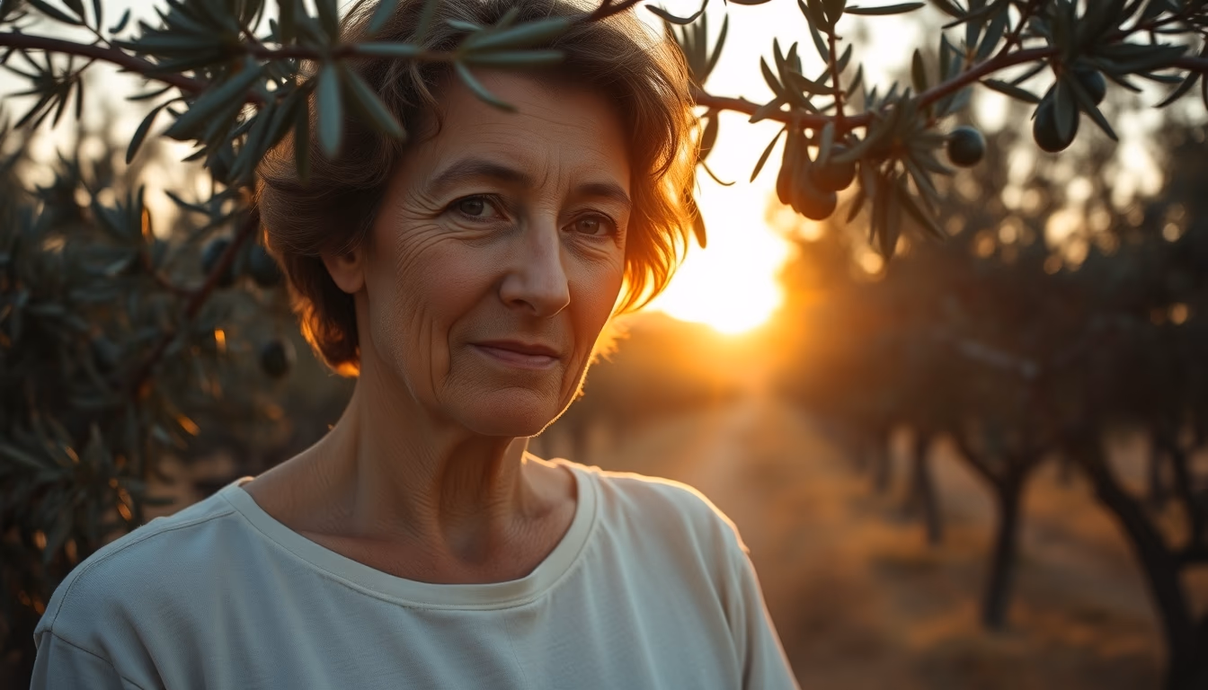 olive grove sunset golden in editorial style