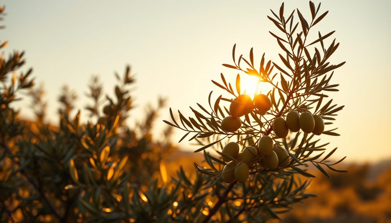 olive grove sunset golden in editorial style