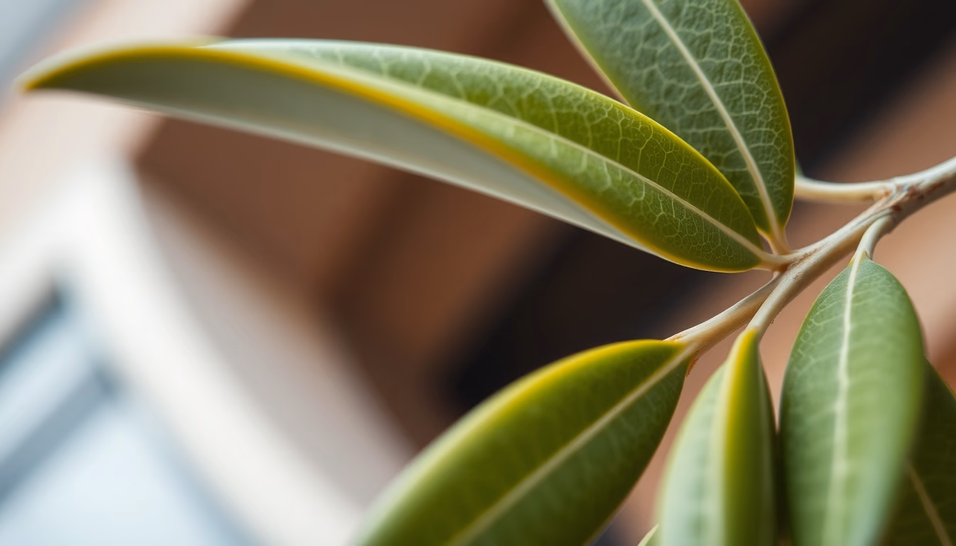 olive leaf macro detail in editorial style