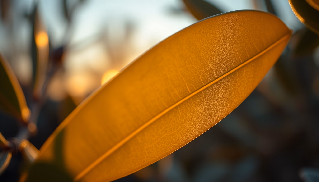 olive leaf macro detail in editorial style