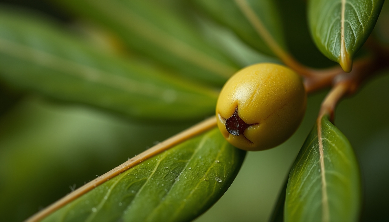 olive leaf macro detail in editorial style