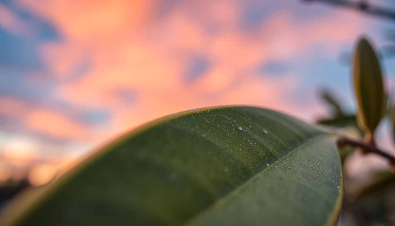 olive leaf macro detail in editorial style