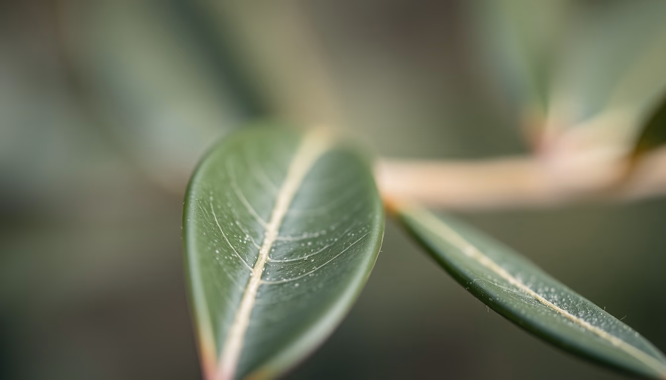 olive leaf macro detail in editorial style