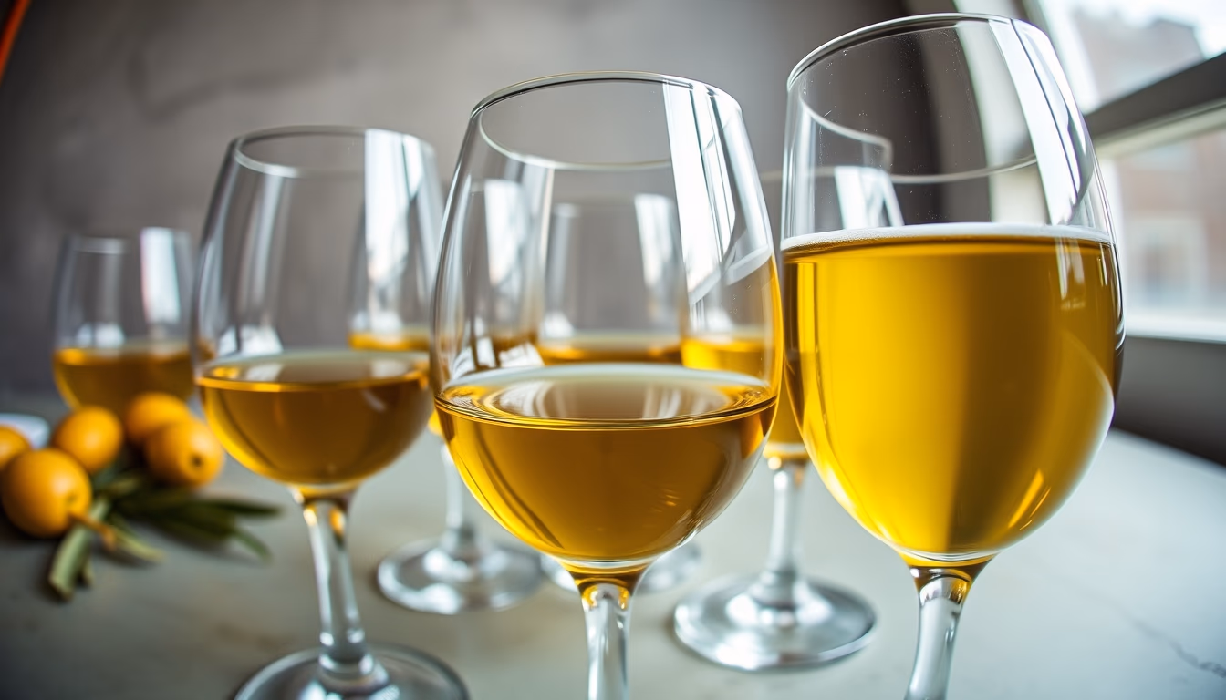 olive oil tasting glasses in editorial style