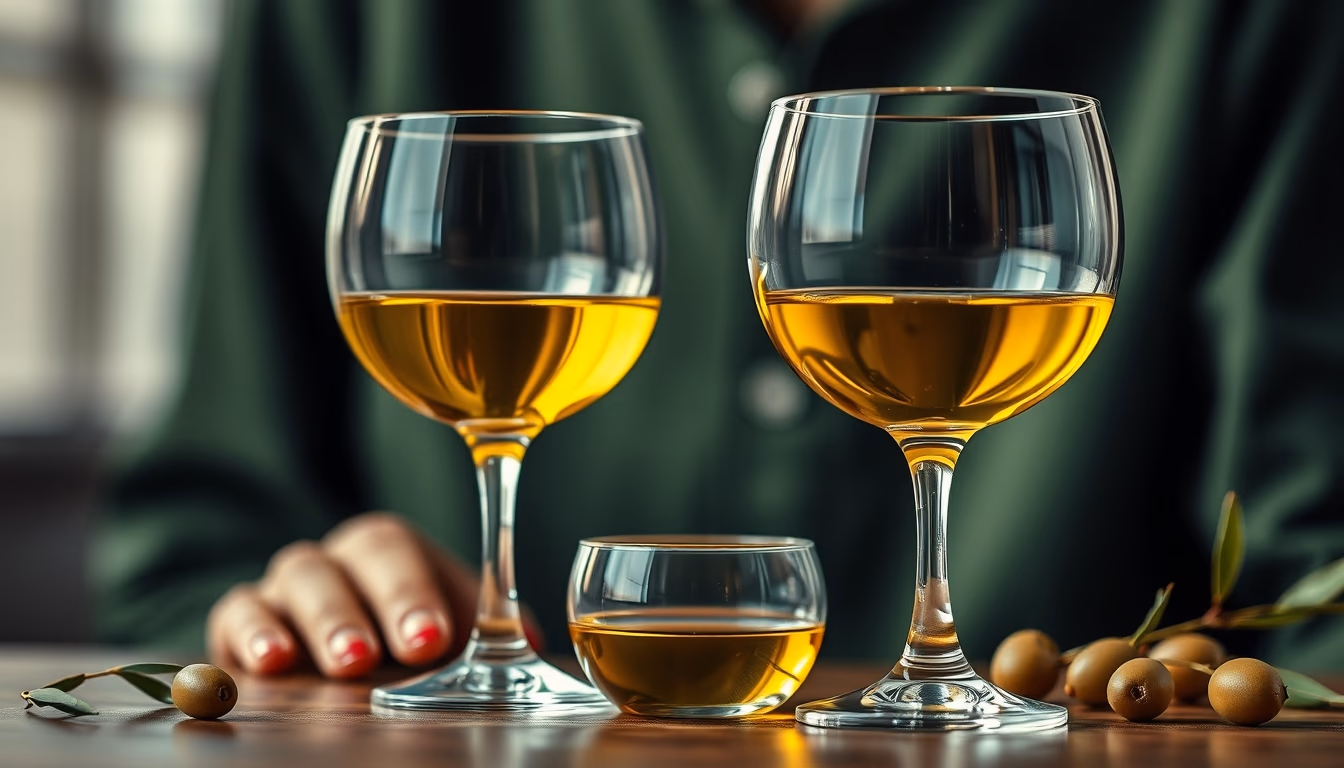 olive oil tasting glasses in editorial style