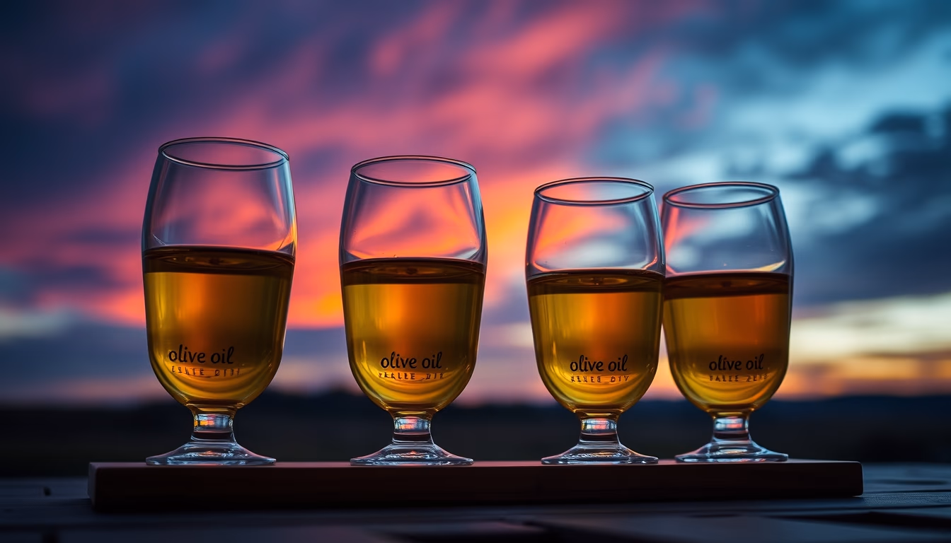 olive oil tasting glasses in editorial style