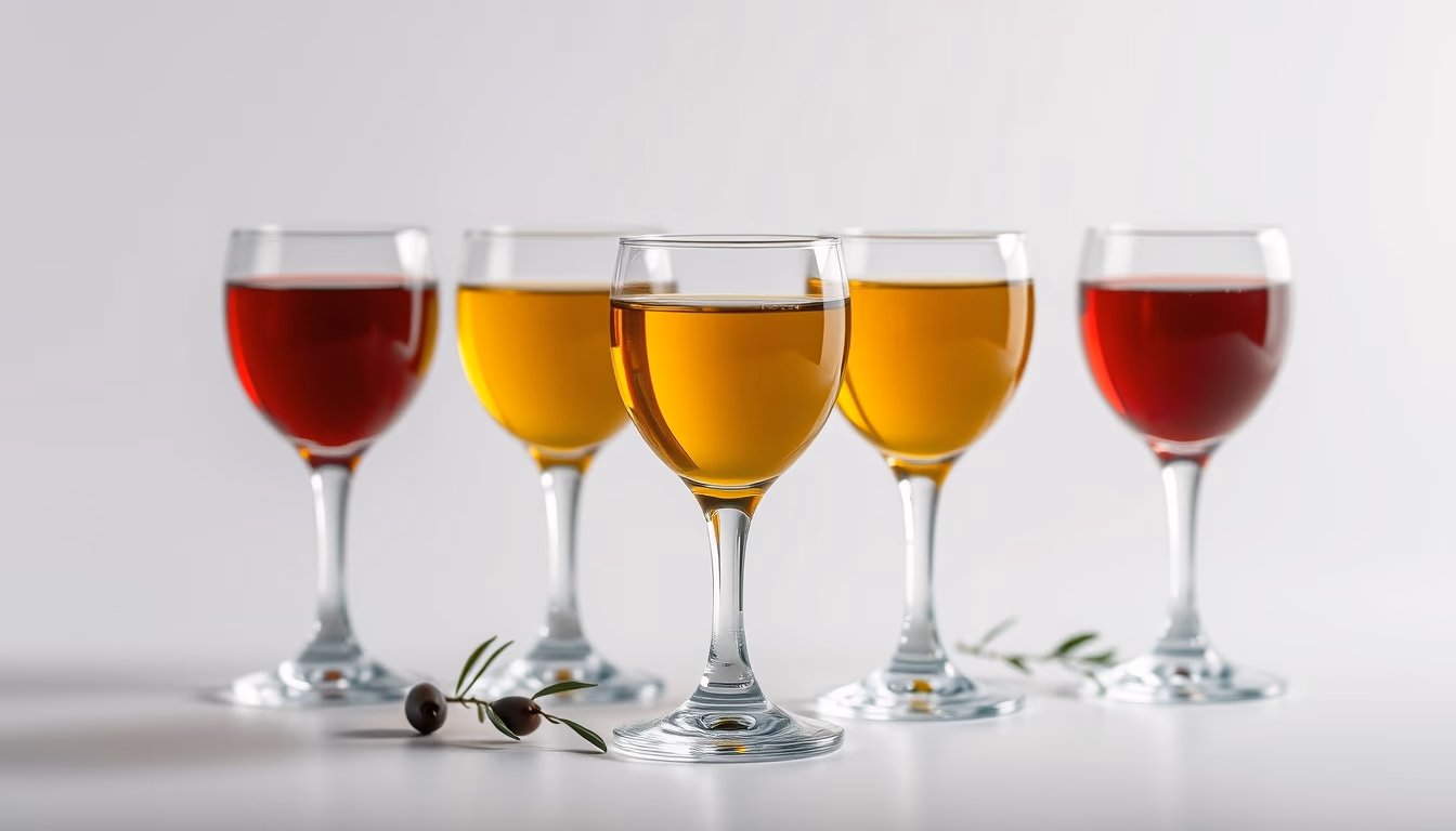 olive oil tasting glasses in editorial style