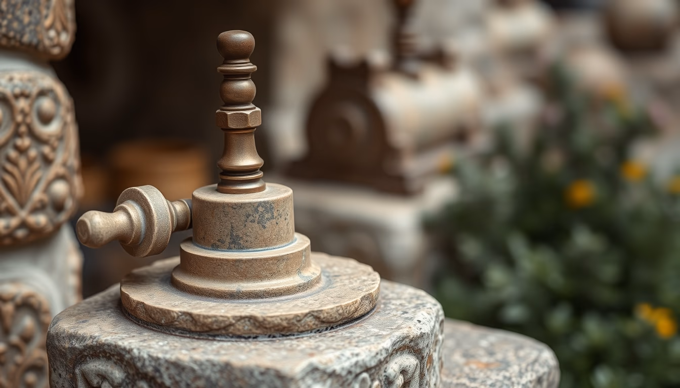 olive press traditional stone in editorial style