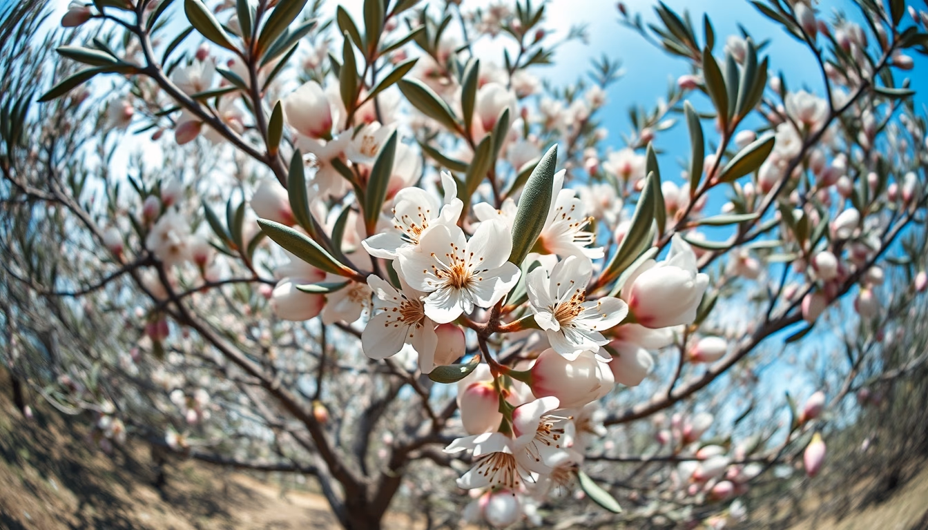 olive tree blossoms spring in editorial style