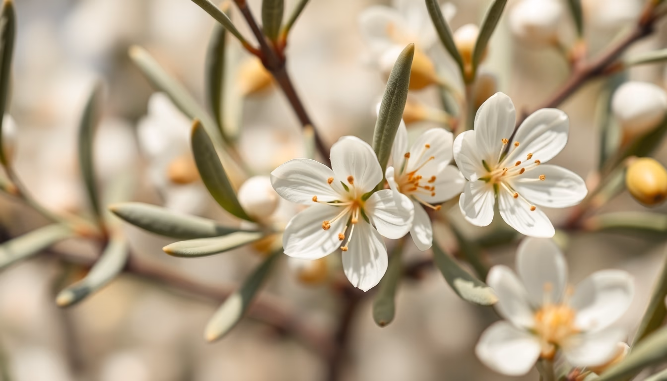 olive tree blossoms spring in editorial style