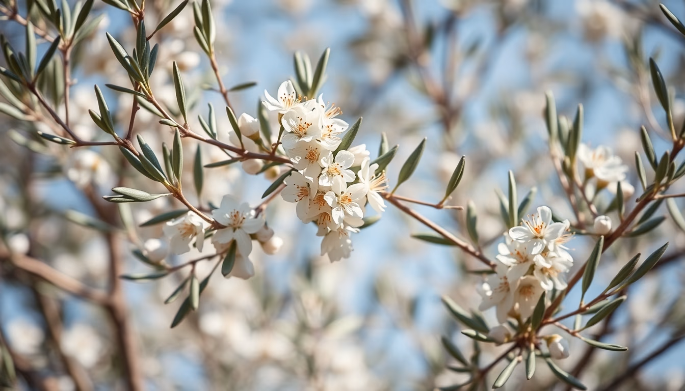 olive tree blossoms spring in editorial style