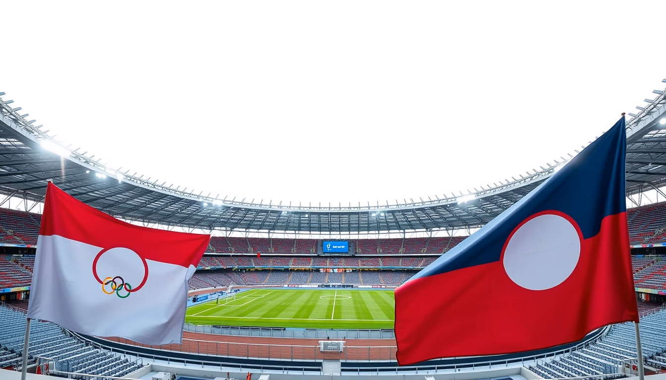 olympic flags stadium in editorial style