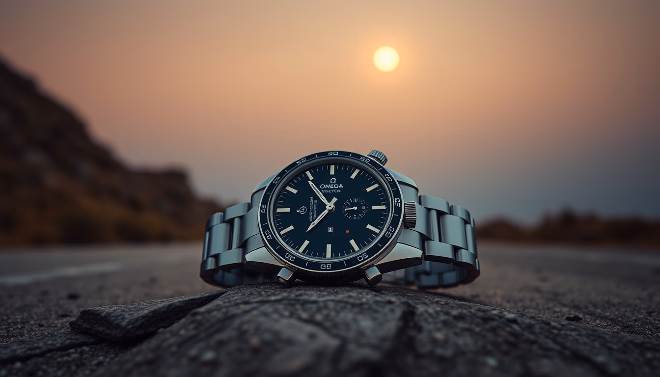 omega speedmaster moon in editorial style