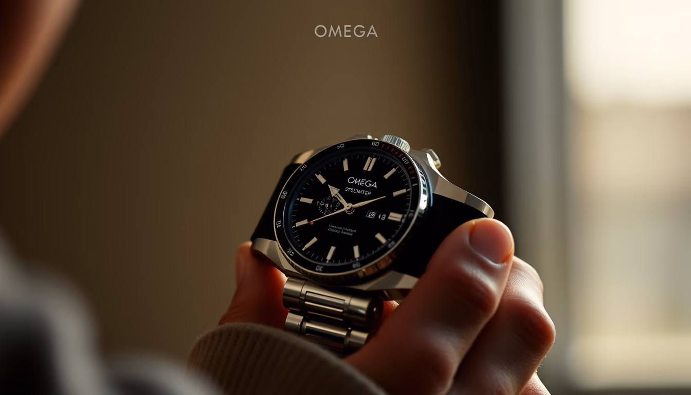 omega speedmaster moon in editorial style