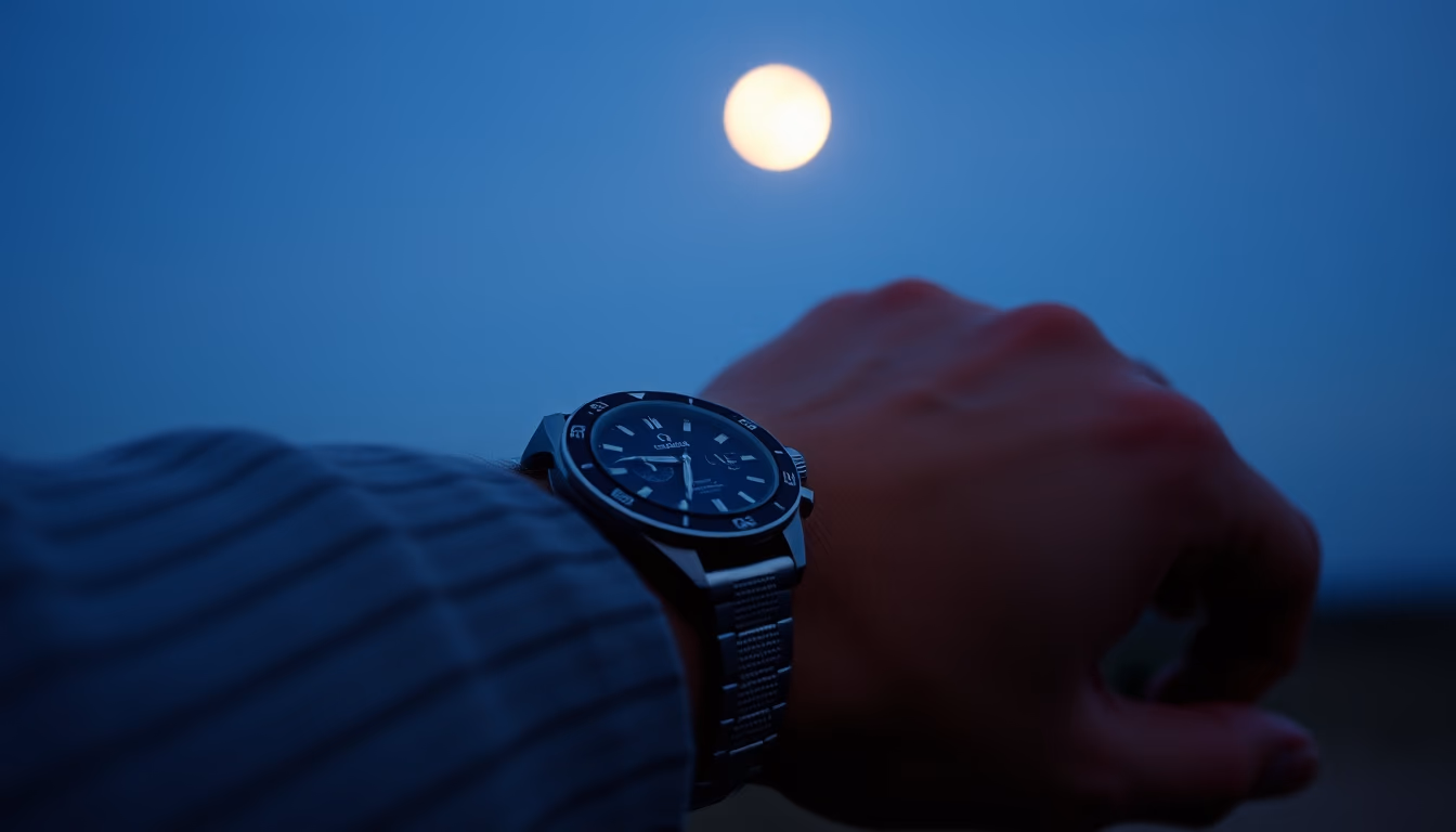 omega speedmaster moon in editorial style