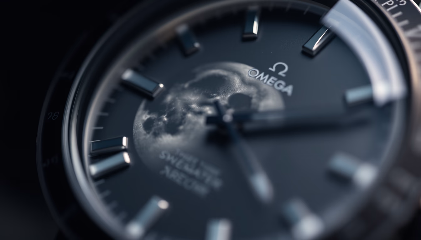 omega speedmaster moon in editorial style
