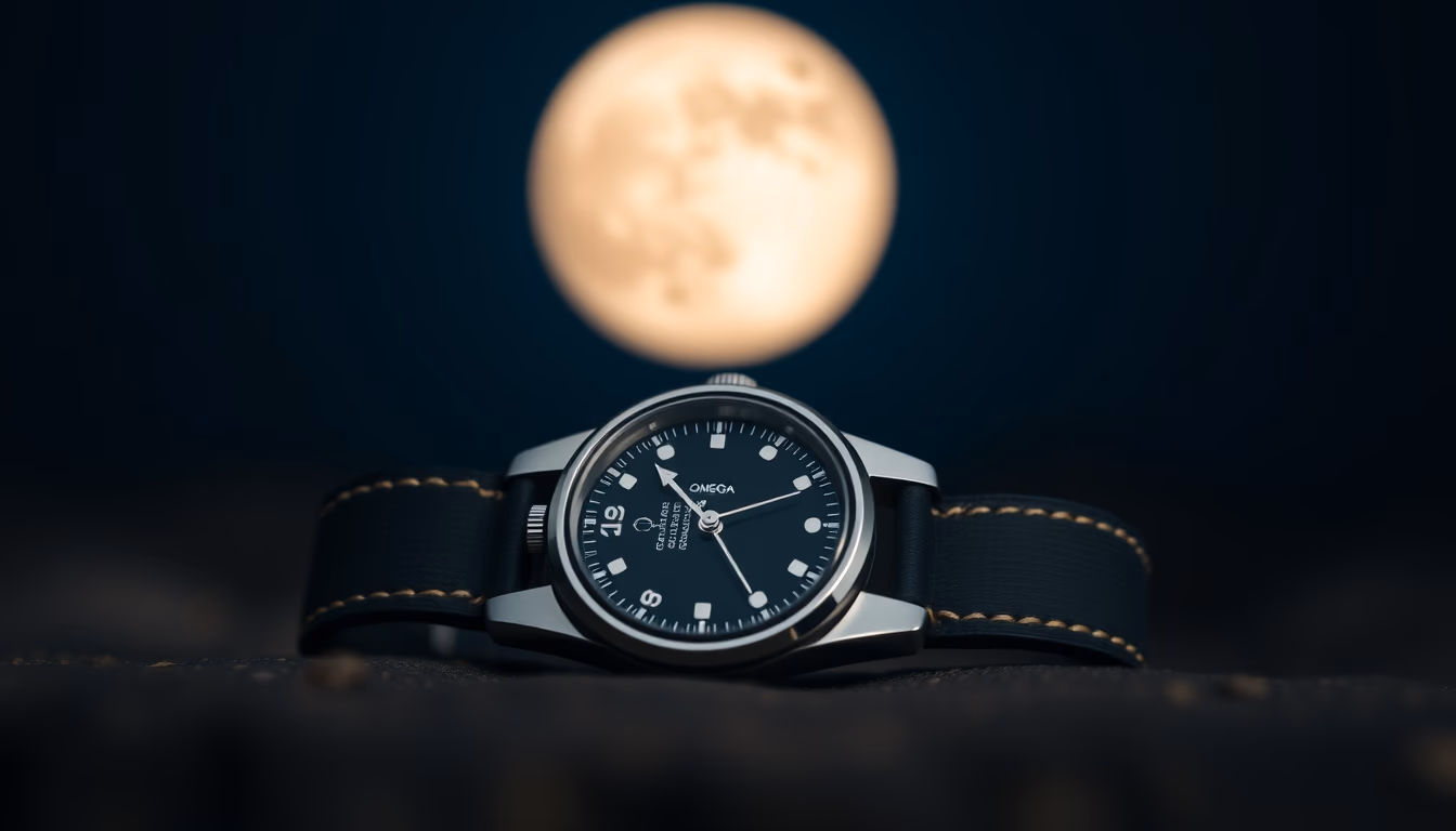omega speedmaster moon in editorial style