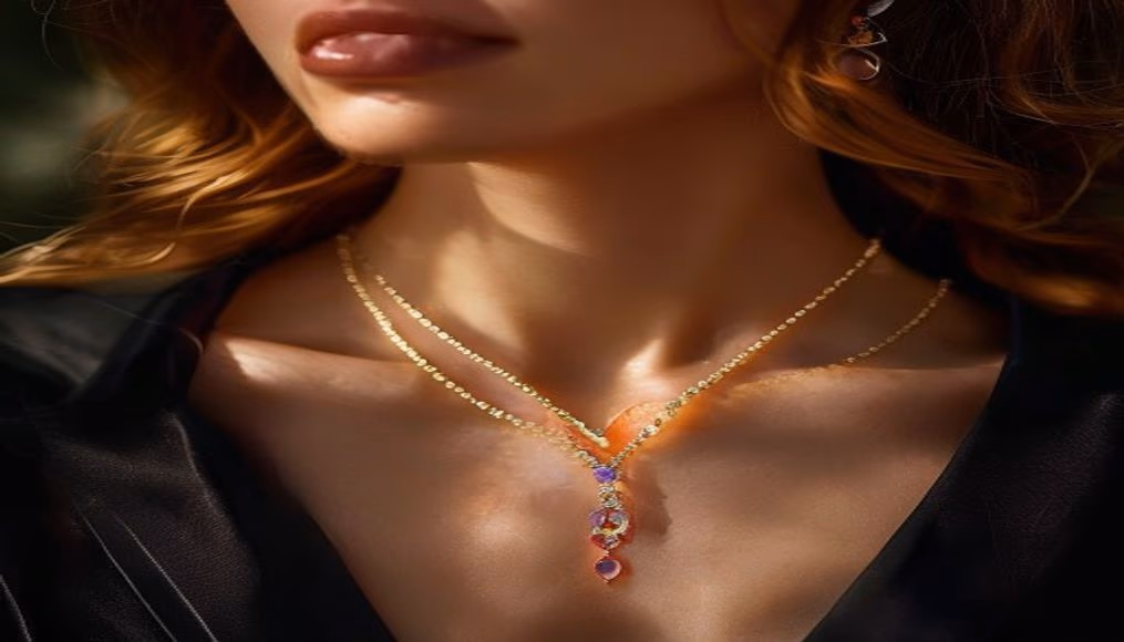 opal necklace australian fire in luxury editorial photography