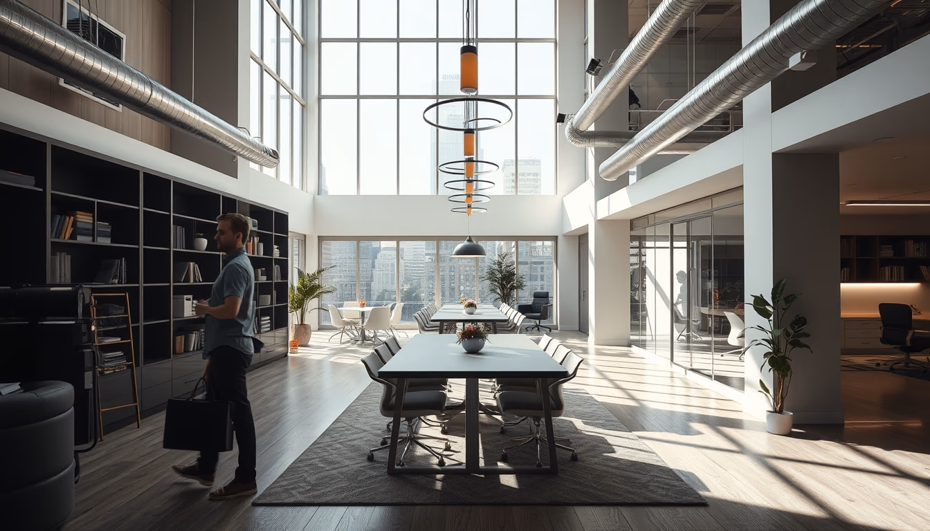 open plan office modern in editorial style