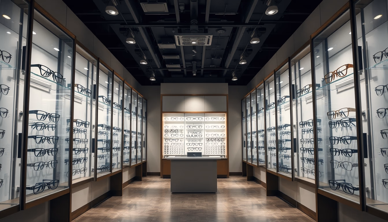 optometry frames display in editorial style