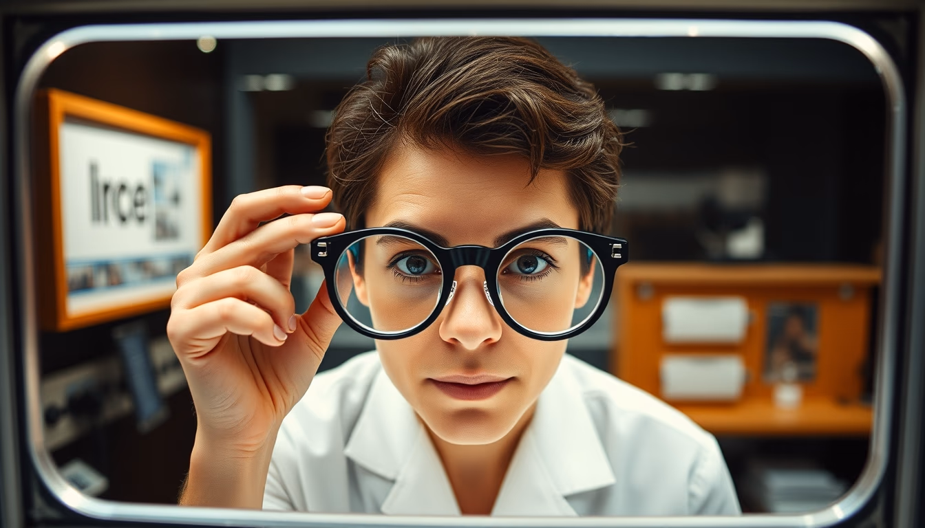 optometry frames display in editorial style