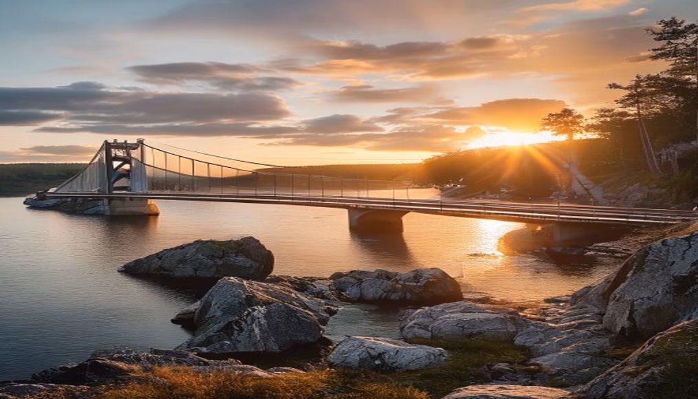 oresund bridge denmark in editorial style