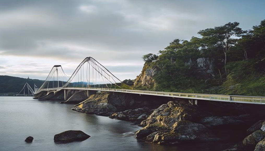 oresund bridge denmark in editorial style