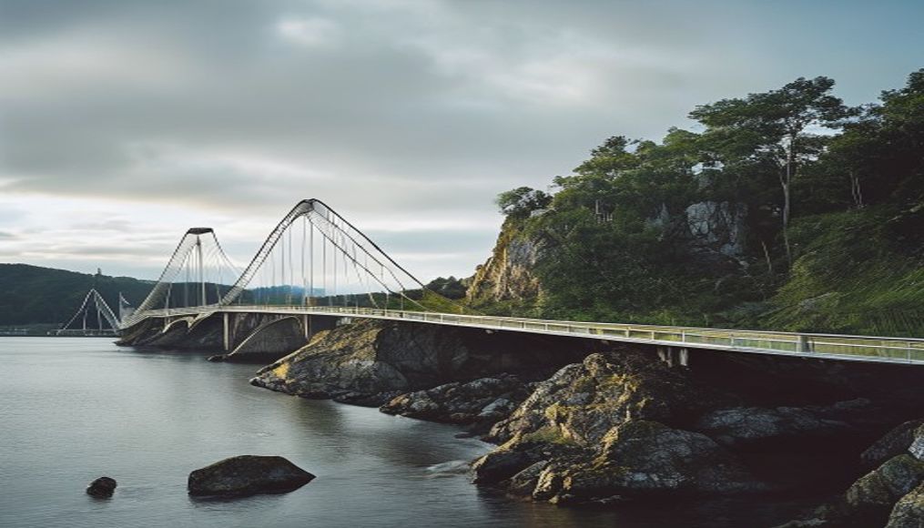 oresund bridge denmark in editorial style
