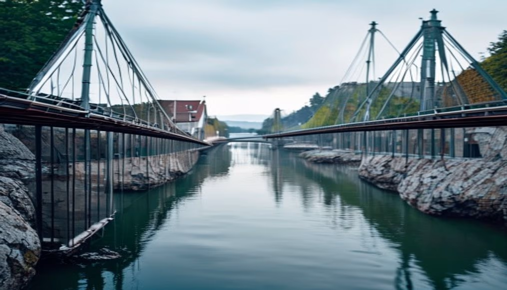 oresund bridge denmark in editorial style