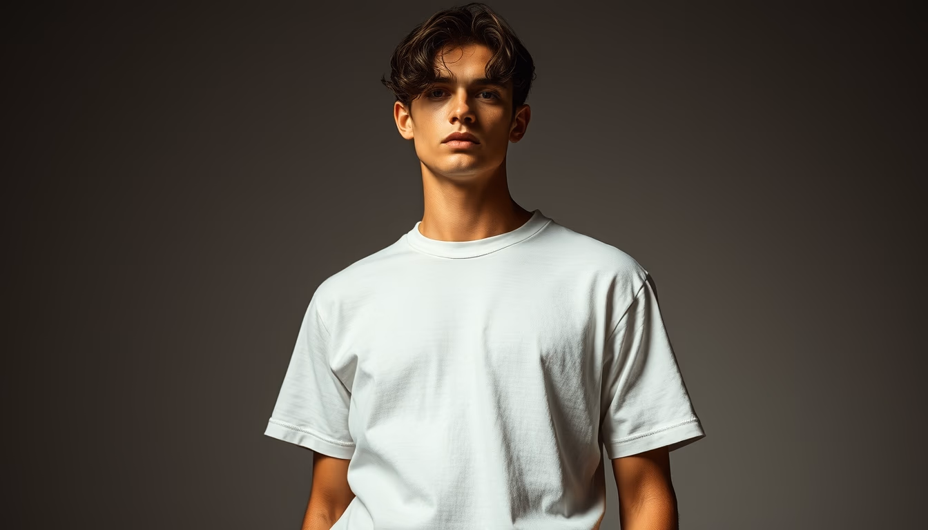 organic cotton t-shirt in editorial style