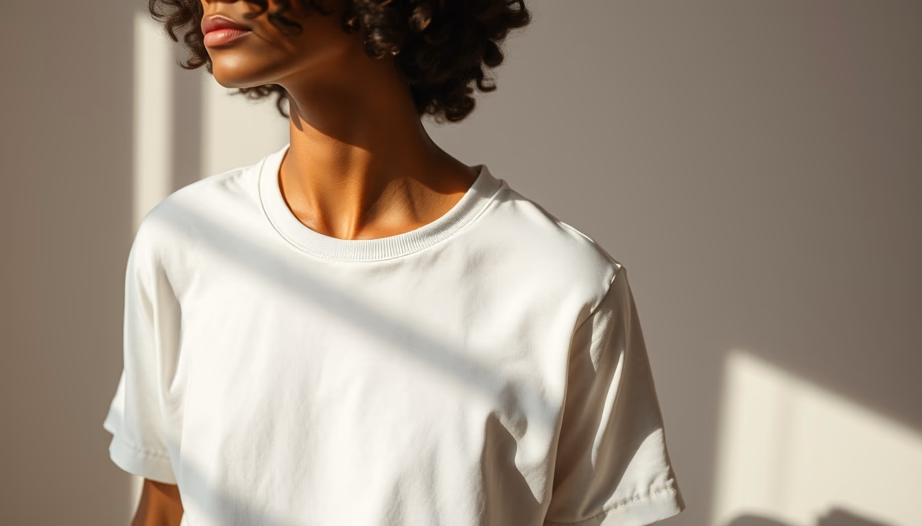 organic cotton t-shirt in editorial style