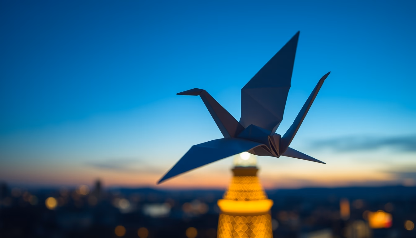 origami crane delicate in editorial style