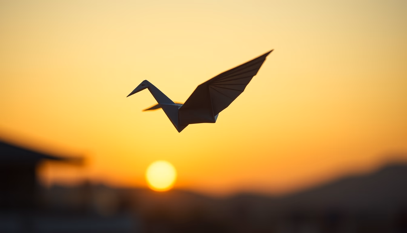 origami crane delicate in editorial style