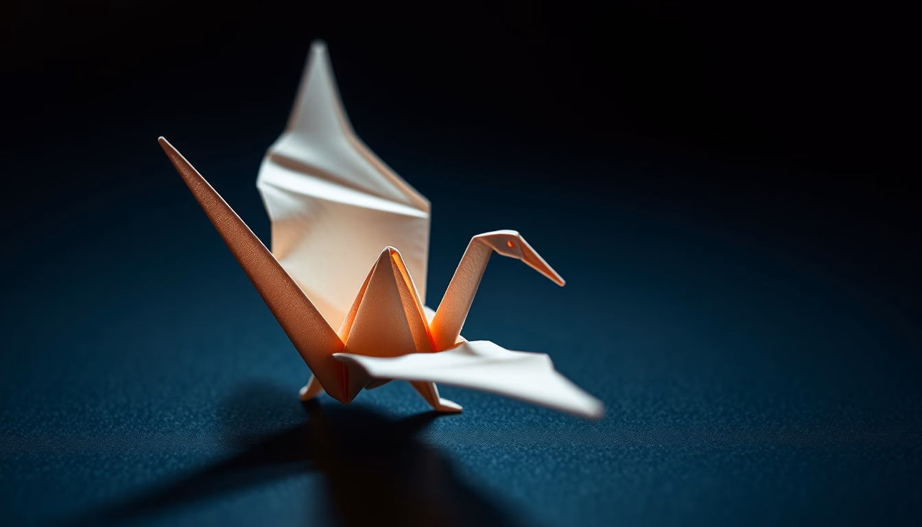 origami crane delicate in editorial style