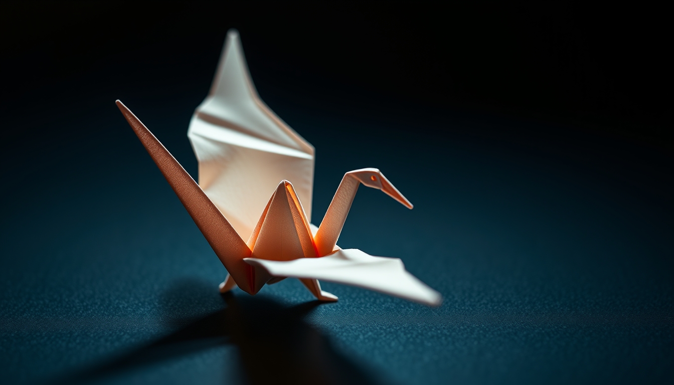 origami crane delicate in editorial style
