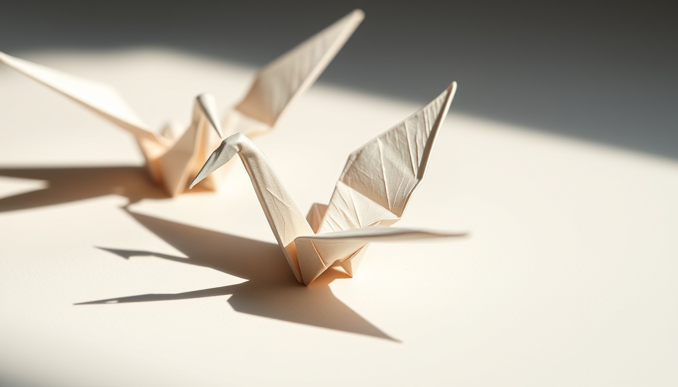 origami crane delicate in editorial style