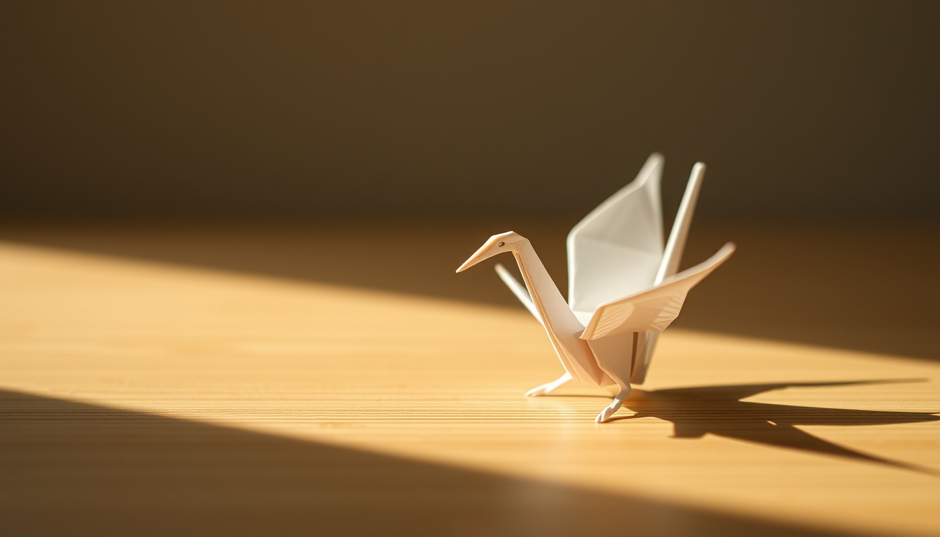 origami crane delicate in editorial style