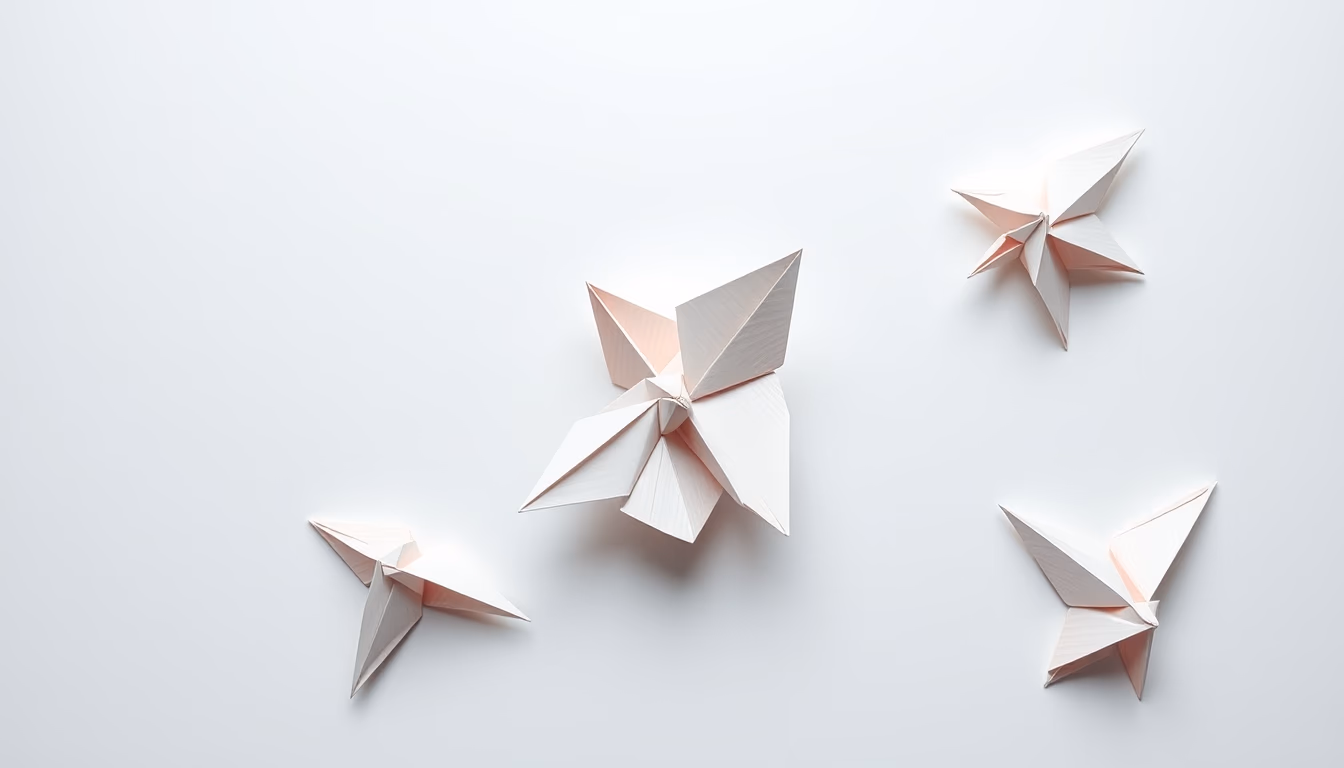 origami crane paper white in editorial style