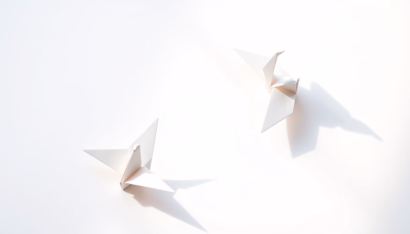 origami crane paper white in editorial style