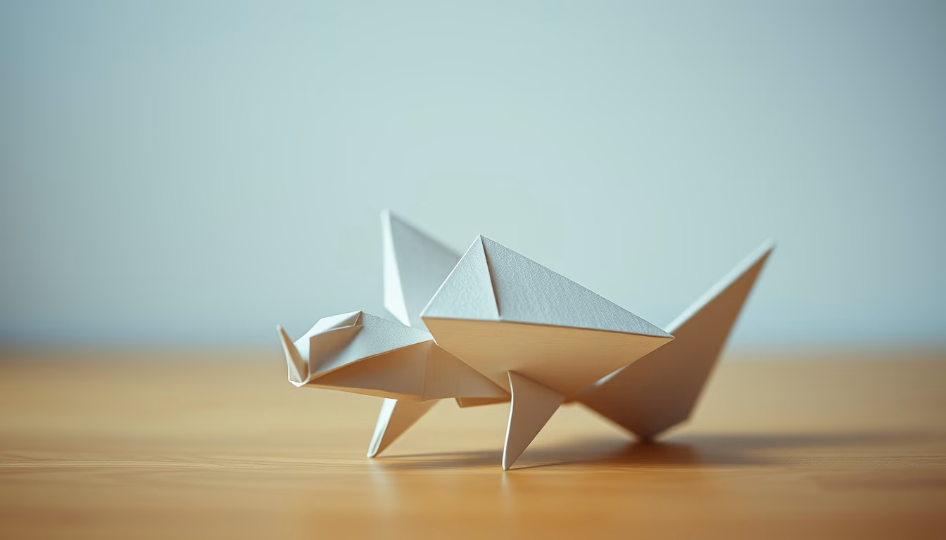 origami paper folded in editorial style