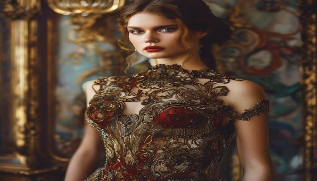 oscar de la renta evening dress in luxury editorial photography