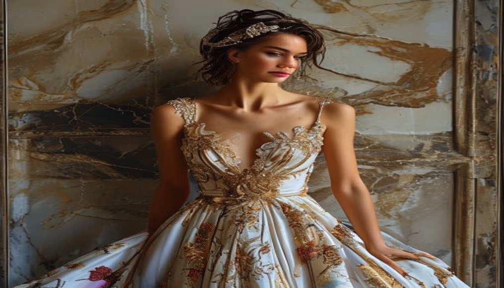 Oscar de la renta evening dress em fotografia editorial de luxo